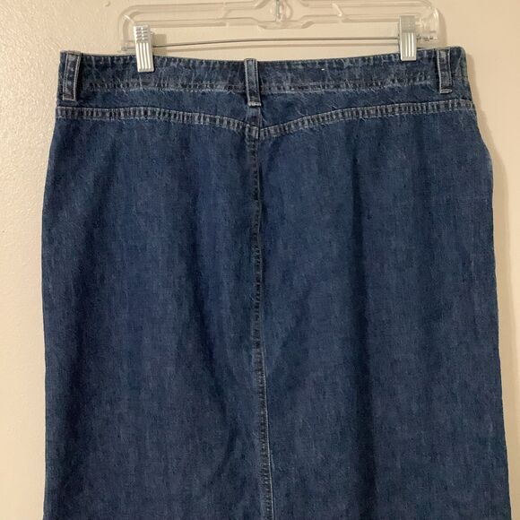 Vintage Y2K Blue Denim Western Cowgirl Cottagecore Retro Midi Skirt Size 16 - Picture 6 of 8
